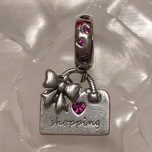 Bracelet Charm for Pandora Purse I Love Shopping Sterling Silver